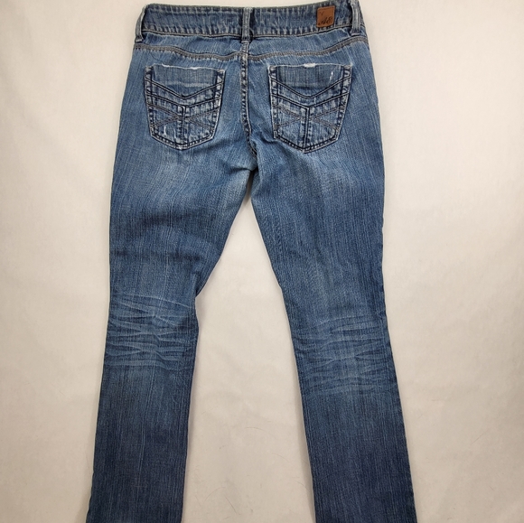 American Eagle Jeans Womens Size 4 Long Straight 77 Denim Low Rise Distressed - Picture 8 of 11